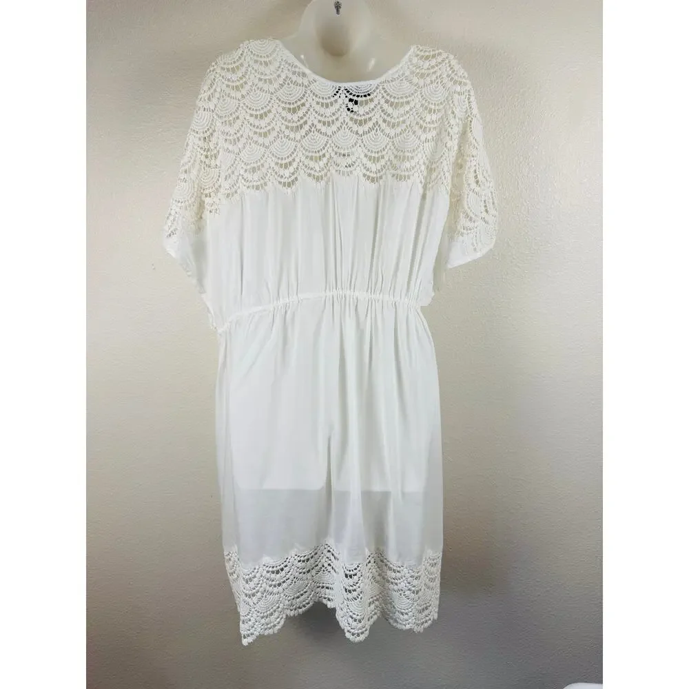 A Pea in the Pod Maternity White‎ Lace Swim Cover Up Small Boho Beach
